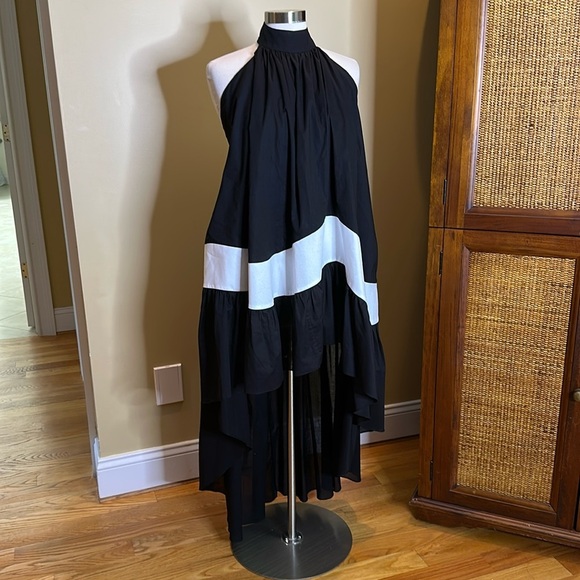 Stelios Koudounaris Black White High Low Ruffle Dress SzSmall - Picture 2 of 9